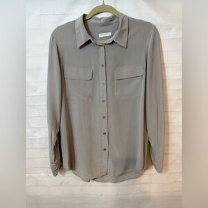 Equipment Women’s Silk  Button Down  Blouse in Light Gray